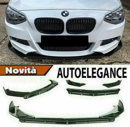 0208 BMW SERIE 1 F20 F21 11-14 SPLITTER PARAURTI ANTERIORE NERO LUCIDO LOOK RS AUTOELEGANCERICAMBI