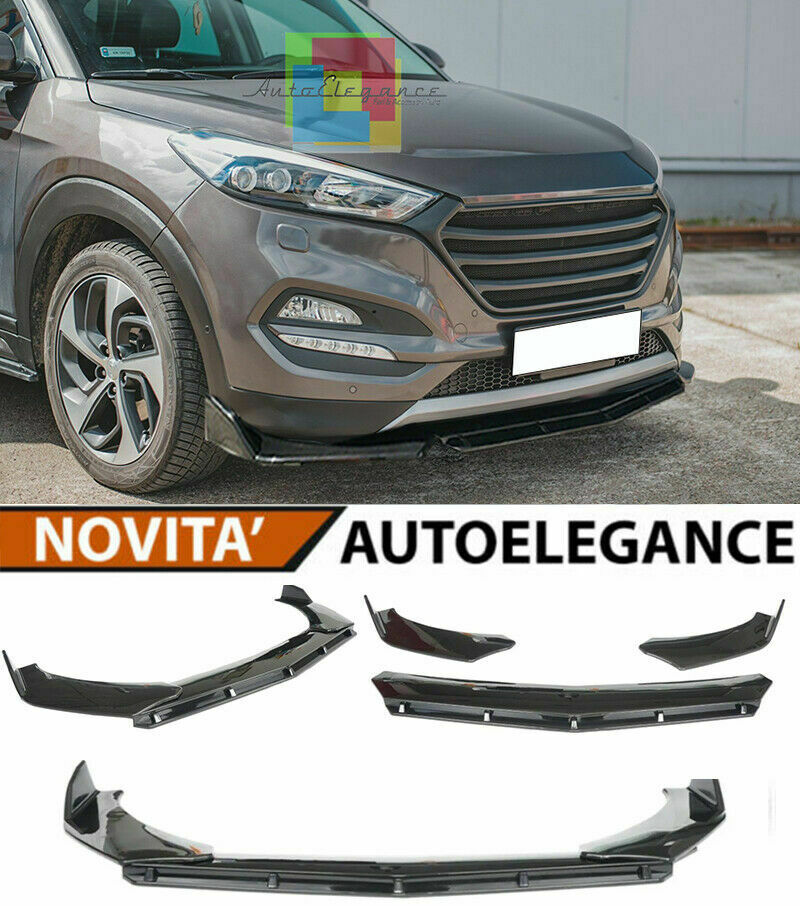 0179 HYUNDAI TUCSON TL 2015+ SPLITTER PARAURTI ANTERIORE NERO LUCIDO LOOK RS AUTOELEGANCERICAMBI