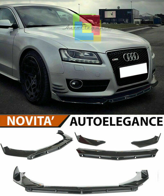 0139 AUDI A5 2007-2011 SPLITTER PARAURTI ANTERIORE NERO LUCIDO LOOK RS AUTOELEGANCERICAMBI