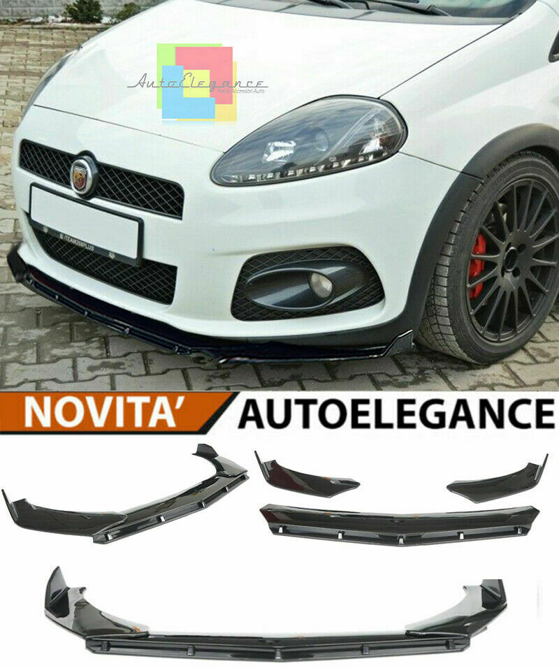 0138 FIAT GRANDE PUNTO EVO SPLITTER PARAURTI ANTERIORE NERO LUCIDO LOOK RS AUTOELEGANCERICAMBI