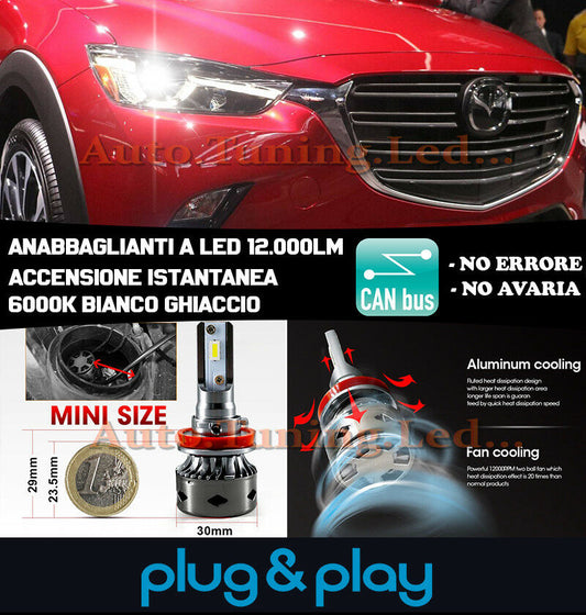 LED LOW BEAM LAMPS MAZDA CX-3 CX3 INSTANT NO FAILURE 12.000LM