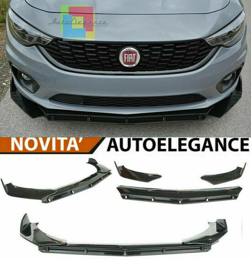 0093 FIAT TIPO 2015+ SPLITTER PARAURTI ANTERIORE NERO LUCIDO LOOK RS AUTOELEGANCERICAMBI