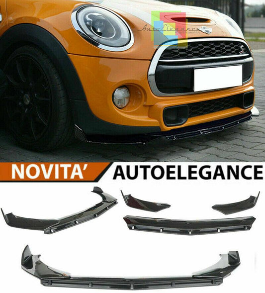 0127 MINI COOPER F55 F56 F57 SPLITTER PARAURTI ANTERIORE NERO LUCIDO LOOK RS AUTOELEGANCERICAMBI