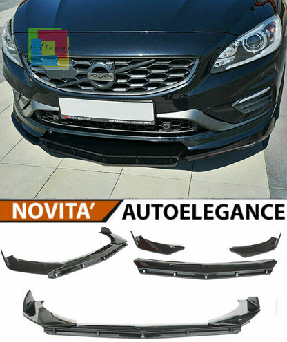 0152 VOLVO V60 SPLITTER PARAURTI ANTERIORE NERO LUCIDO LOOK RS AUTOELEGANCERICAMBI