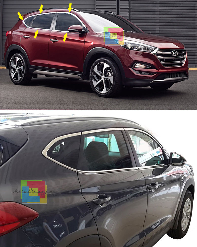 CORNICE COMPLETA FINESTRINI CROMATA HYUNDAI TUCSON 2015+ - MODANATURE ACCIAIO AUTOELEGANCERICAMBI