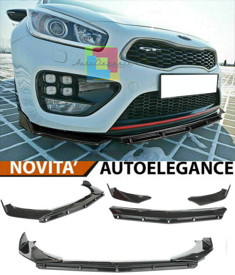 0111 KIA CEE'D 2013-2018 SPLITTER PARAURTI ANTERIORE NERO LUCIDO LOOK RS AUTOELEGANCERICAMBI