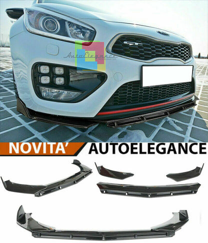 0111 KIA CEE'D 2013-2018 SPLITTER PARAURTI ANTERIORE NERO LUCIDO LOOK RS AUTOELEGANCERICAMBI