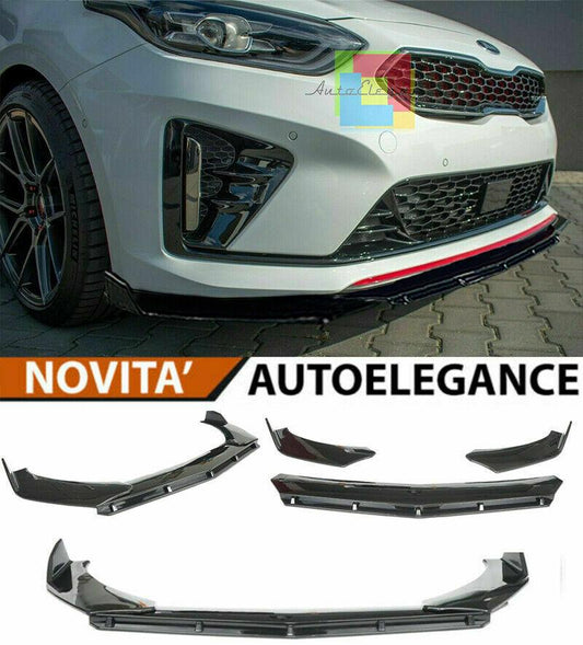 0130 KIA PROCEED GT 2018+ SPLITTER PARAURTI ANTERIORE NERO LUCIDO LOOK RS AUTOELEGANCERICAMBI