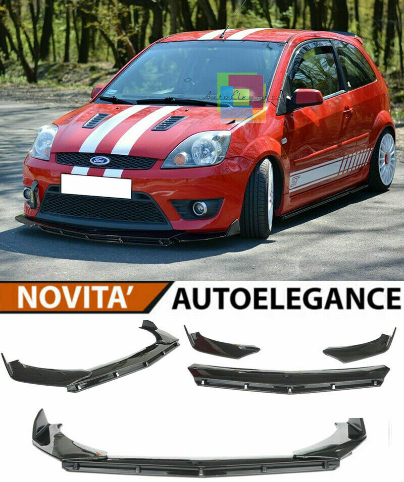 0155 FORD FIESTA MK6 SPLITTER PARAURTI ANTERIORE NERO LUCIDO LOOK RS AUTOELEGANCERICAMBI