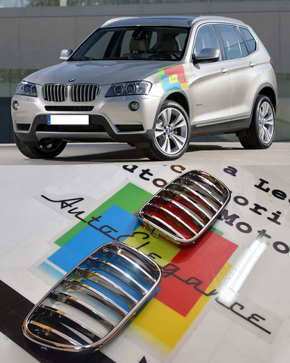 GRIGLIA ANTERIORE LOOK M PER BMW X3 F25 2010+ CALANDRA CROMATA