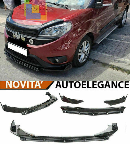 0100 FIAT DOBLO SPLITTER PARAURTI ANTERIORE NERO LUCIDO LOOK RS AUTOELEGANCERICAMBI