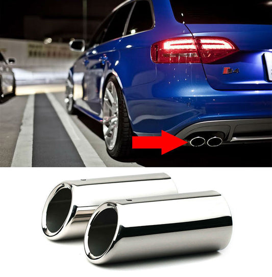 CHROME EXHAUST TIPPS STAINLESS STEEL SLINE LOOK FOR AUDI A4 B8 8K 2008-2015