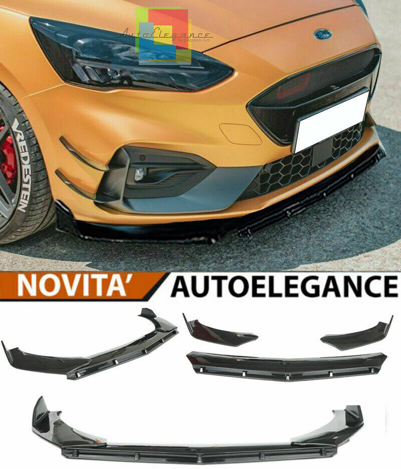 0117 FORD FOCUS MK4 IV SPLITTER PARAURTI ANTERIORE NERO LUCIDO LOOK RS AUTOELEGANCERICAMBI