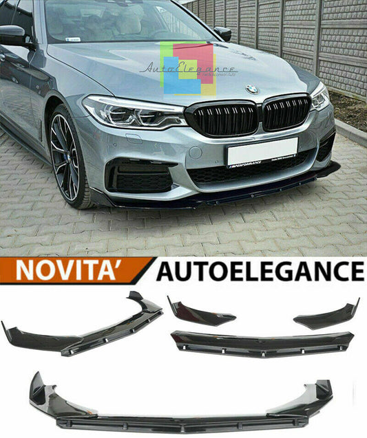 0147 BMW SERIE 5 G30 G31 SPLITTER PARAURTI ANTERIORE NERO LUCIDO LOOK RS AUTOELEGANCERICAMBI