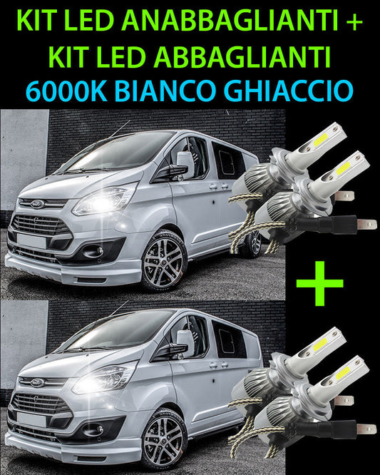 KIT LED LAMPADE ABBAGLIANTI & ANABBAGLIANTI PER FORD TRANSIT CUSTOM 2012+ -.