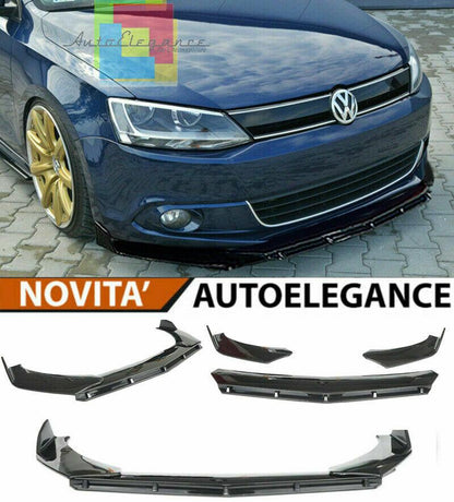 0125 VW JETTA VI MK6 SPLITTER PARAURTI ANTERIORE NERO LUCIDO LOOK RS AUTOELEGANCERICAMBI