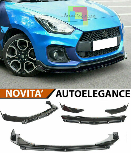 0135 SUZUKI SWIFT V 2017+ SPLITTER PARAURTI ANTERIORE NERO LUCIDO LOOK RS AUTOELEGANCERICAMBI