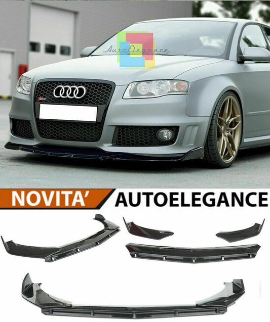 0149 AUDI A4 B7 2004-2007 SPLITTER PARAURTI ANTERIORE NERO LUCIDO LOOK RS AUTOELEGANCERICAMBI