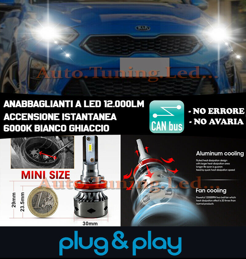 LAMPADE ANABBAGLIANTI LED KIA CEED III ISTANTANEO 6000K 12.000LUMEN CAMBUS