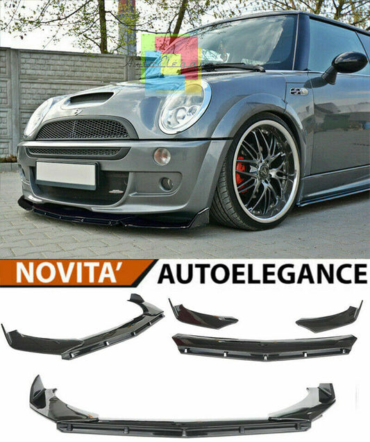 0145 MINI COOPER S R50 R53 SPLITTER PARAURTI ANTERIORE NERO LUCIDO LOOK RS AUTOELEGANCERICAMBI