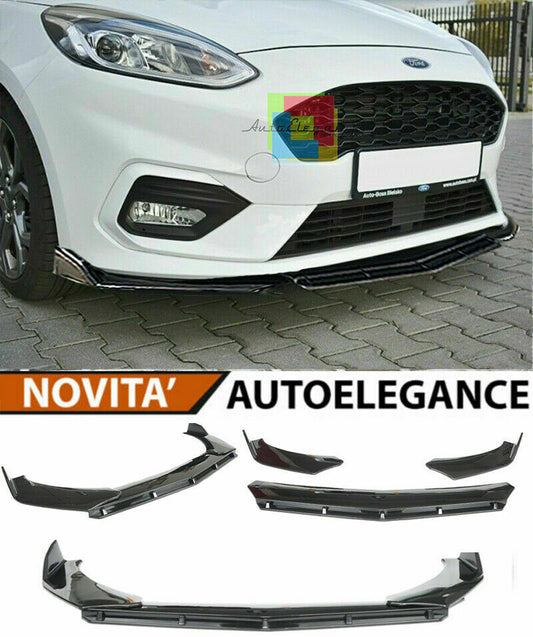 0157 FORD FIESTA MK8 VII SPLITTER PARAURTI ANTERIORE NERO LUCIDO LOOK RS AUTOELEGANCERICAMBI