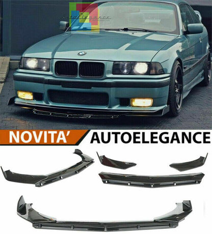 0123 BMW SERIE 3 E36 SPLITTER PARAURTI ANTERIORE NERO LUCIDO LOOK RS AUTOELEGANCERICAMBI