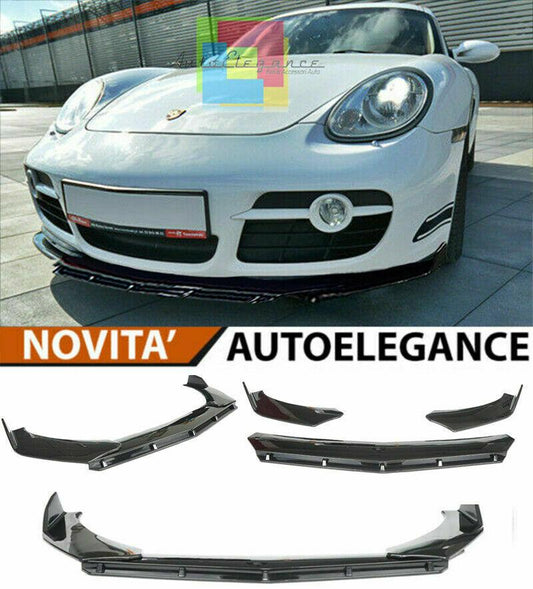 0120 PORSCHE CAYMAN 987 SPLITTER PARAURTI ANTERIORE NERO LUCIDO LOOK RS AUTOELEGANCERICAMBI