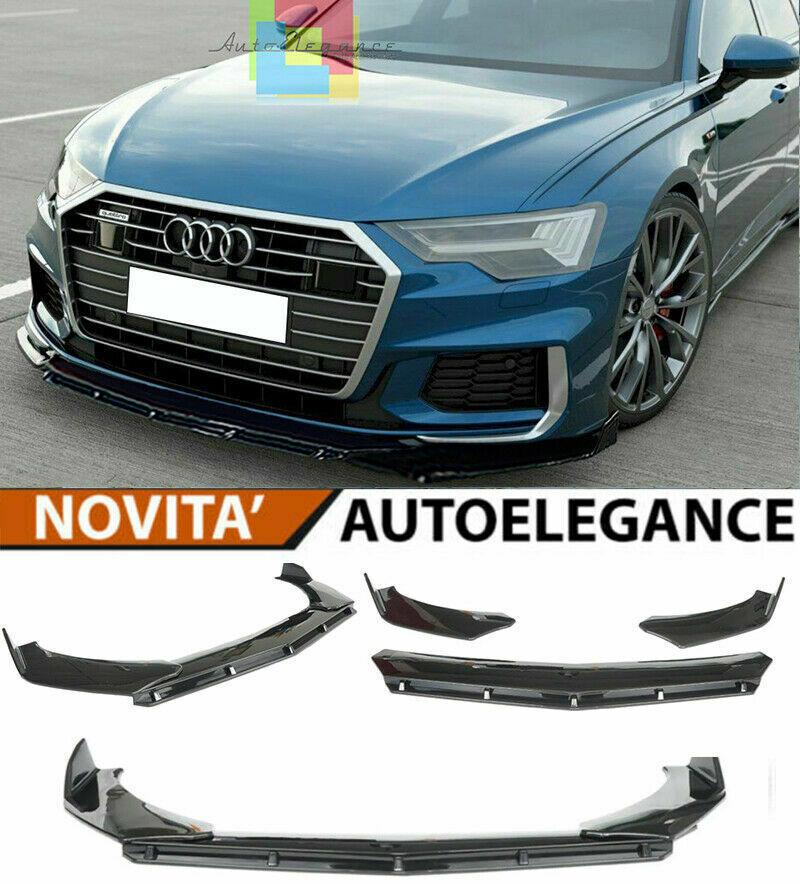 0124 AUDI S6 A6 SLINE C8 2019+ SPLITTER PARAURTI ANTERIORE NERO LUCIDO LOOK RS AUTOELEGANCERICAMBI