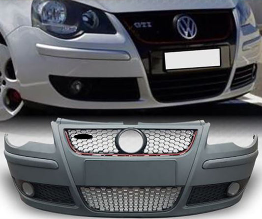 VW POLO 9N3 2005-2009 PARAURTI ANTERIORE GTI COMPLETO DI GRIGLIE ABS