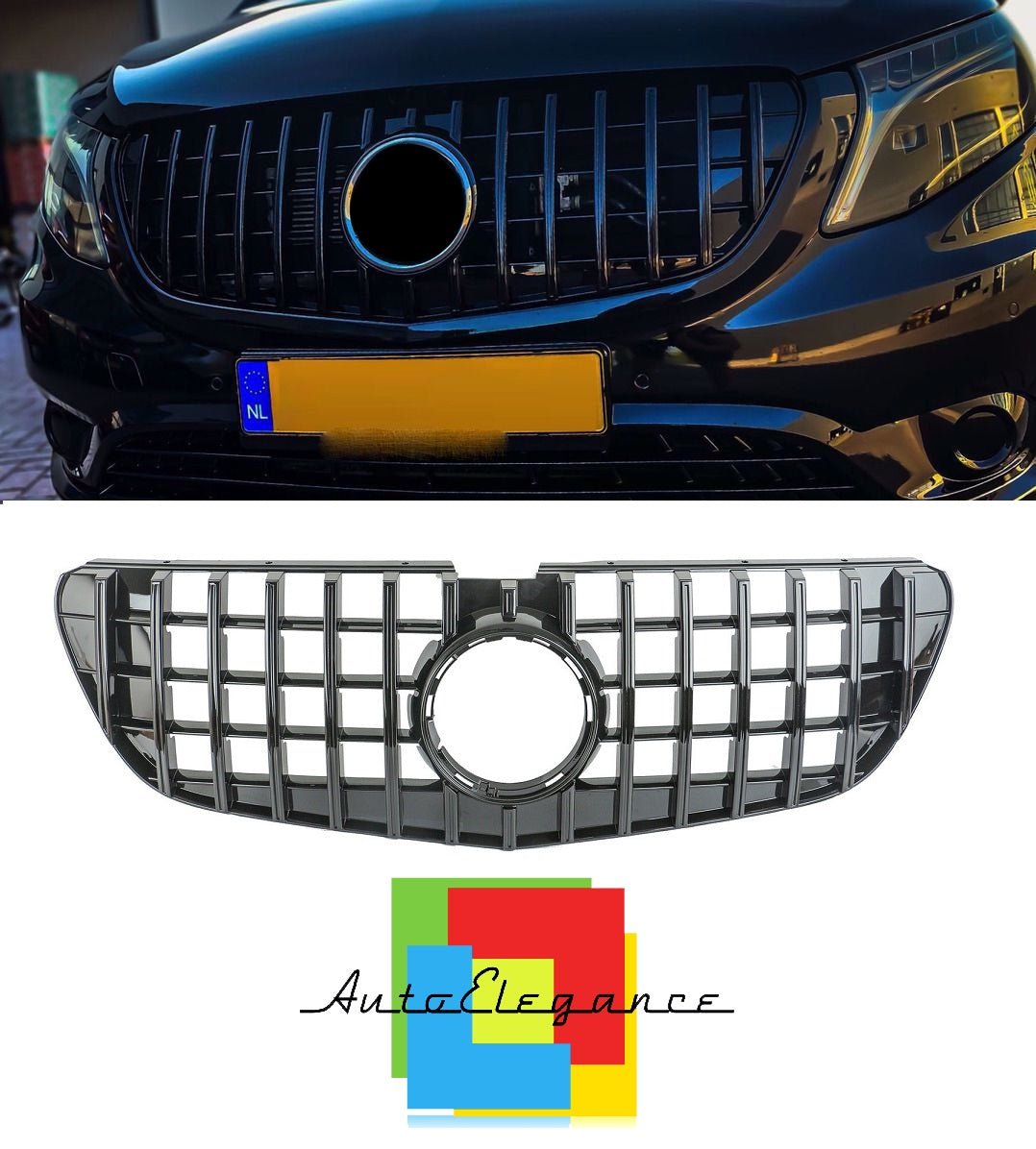FRONT GRILLE VITO W447 GT LOOK GLOSS BLACK 2014-2019 NEWS