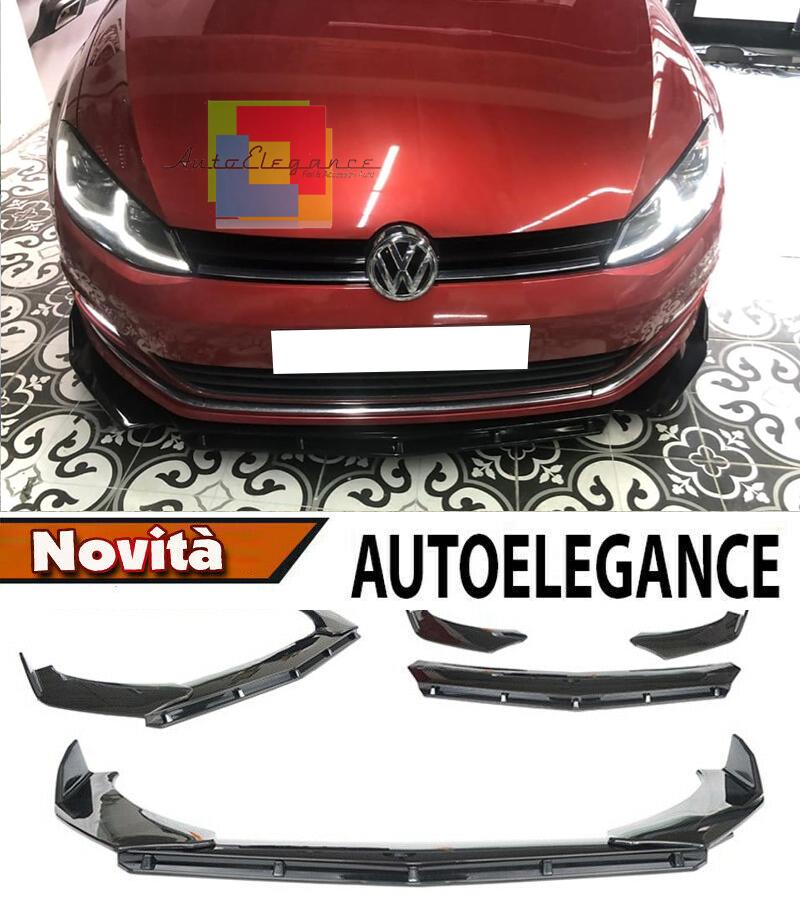 0237 VW GOLF 7 & 7.5 SPLITTER PARAURTI ANTERIORE NERO LUCIDO LOOK RS AUTOELEGANCERICAMBI
