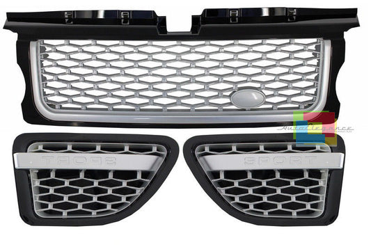 RANGE ROVER SPORT 05-08 GRIGLIA ANTERIORE LATERALI NERO / PLATINO AUTOBIOGRAPHY