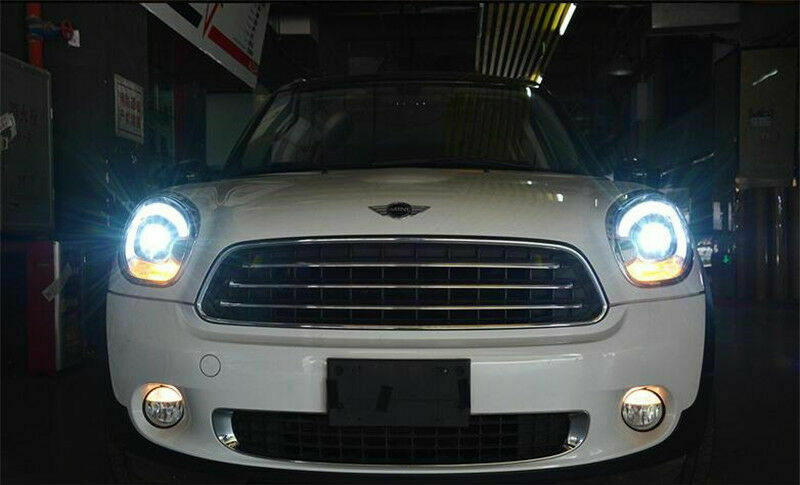 MINI R60 COUNTRYMAN COPPIA FARI ANTERIORI DIURNE LED LENTICOLARI CROMATI ...