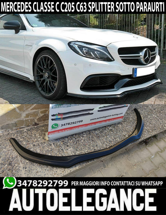 LAMA MERCEDES C C205 C63 AMG 2015-2018 SOTTO PARAURTI ANTERIORE NERO SPLITTER