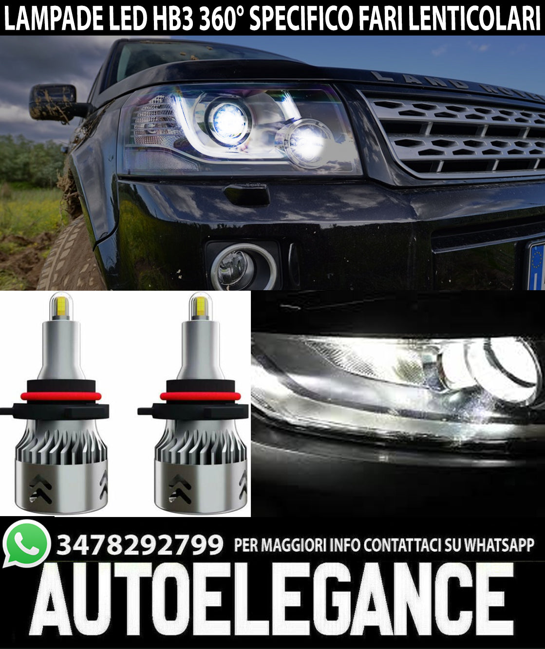 FREELANDER II 2013+ HB3 9005 LED 360° DEGREE LAMPS SUITABLE FOR LENTICULARS 6000K