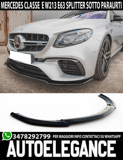 MERCEDES E W213 S213 E63 FRONT SPLITTER UNDER BUMPER ABS GLOSS BLACK 0012