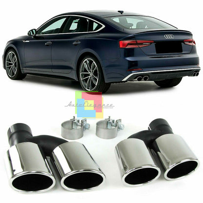 AUDI A5 COUPE SPORTBACK DOUBLE EXHAUST TIP STAINLESS STEEL LOOK S5