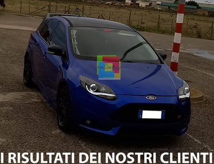 FORD FOCUS MK3 2010-2014 COPPIA FARI ANTERIORI DIURNE LED LENTICOLARI NERI ...