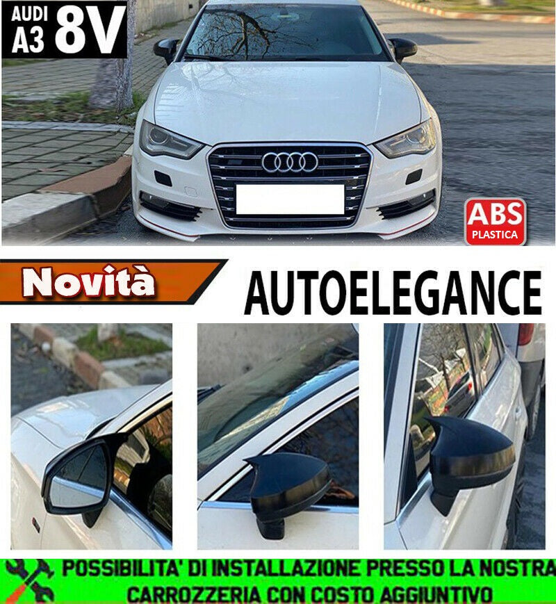 CALOTTE ADESIVE SPECCHI AUDI A3 8V 2012+ SPECCHIETTI RETROVISORI NERO LUCIDO AUTOELEGANCERICAMBI