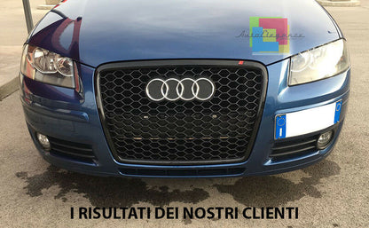 GRIGLIA ANTERIORE AUDI A3 8P 05-08 CALANDRA LOOK RS3 MASCHERINA BLACK EDITION