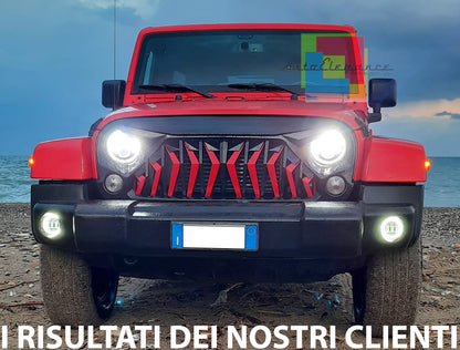 JEEP WRANGLER JK 2007+ FARI ANTERIORI LED CON LUCI DIURNE BIANCO ANGEL EYES