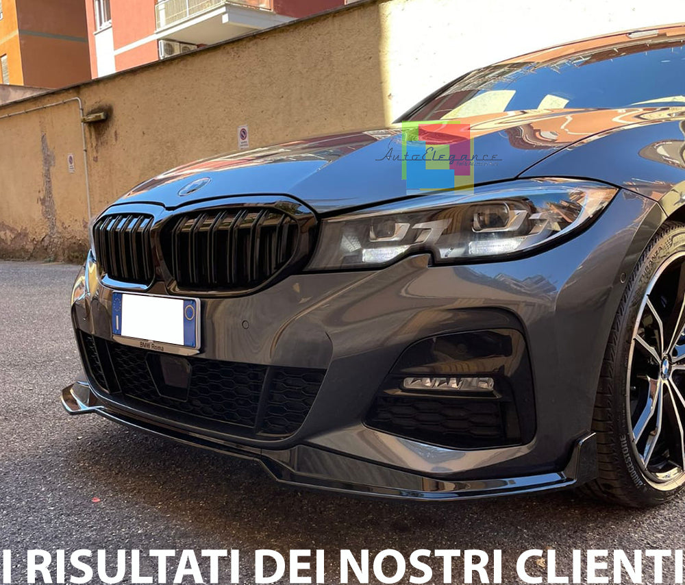 BMW SERIE 3 G20 G21 2018+ SPLITTER PARAURTI ANTERIORE LIP SPOILER NERO AUTOELEGANCERICAMBI