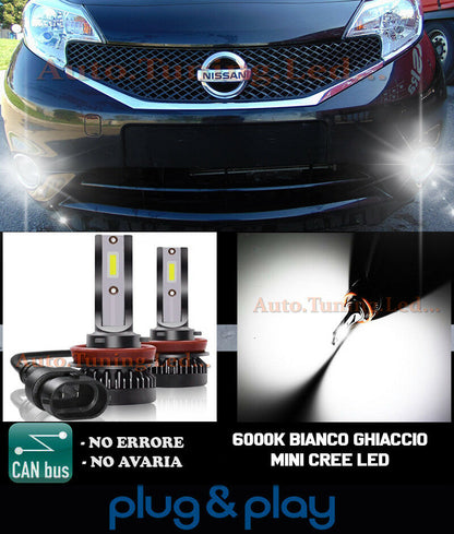 LAMPADE FENDINEBBIA A LED CREE NISSAN NOTE II CAMBUS GHIACCIO 8000LM