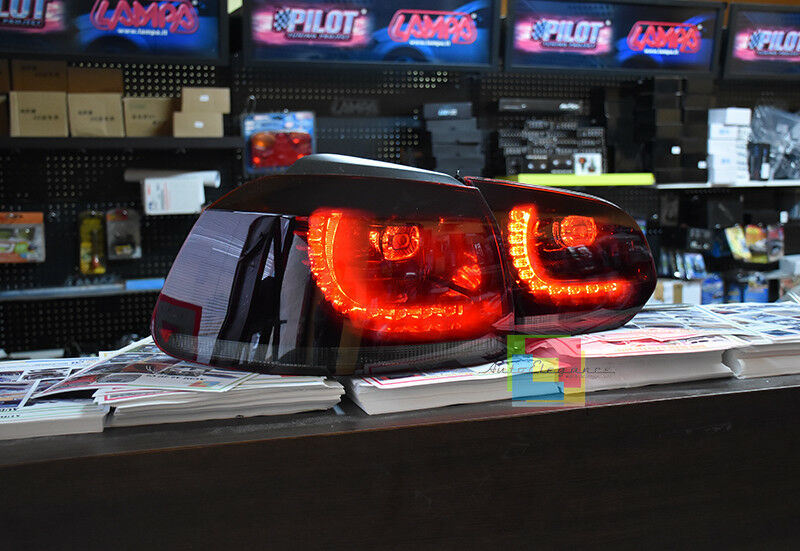 VW GOLF 6 2008-2012 FARI POSTERIORI GTI A LED ROSSO FRECCIA SMOKE FUME&apos; .-