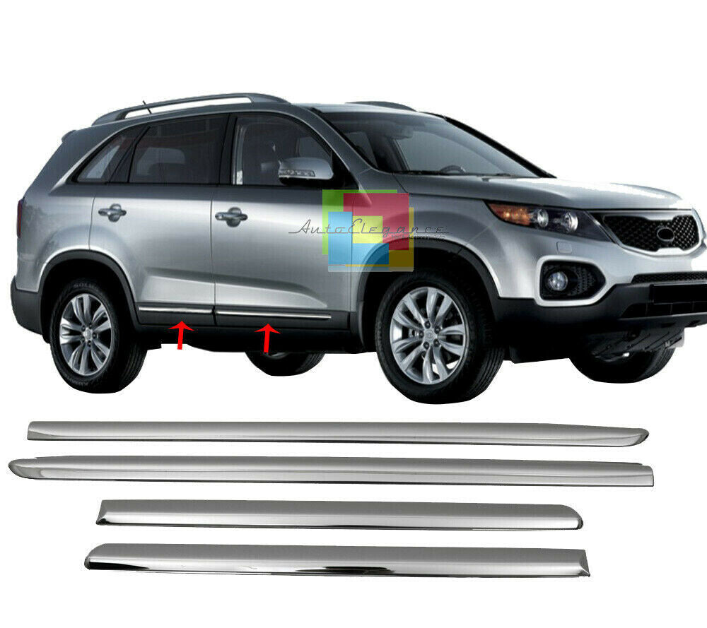 MODANATURE ADESIVE PER KIA SORENTO III 2010+ CORNICI CROMATE ACCIAIO INOX .