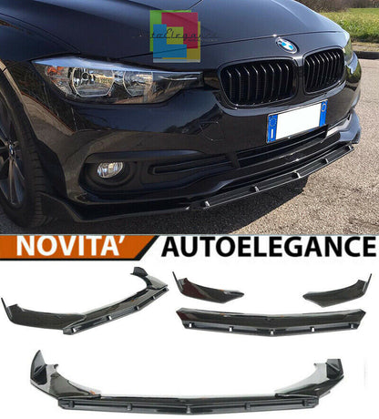 0104 BMW SERIE 3 F30 F31 2011+ SPLITTER PARAURTI ANTERIORE NERO LUCIDO LOOK RS AUTOELEGANCERICAMBI