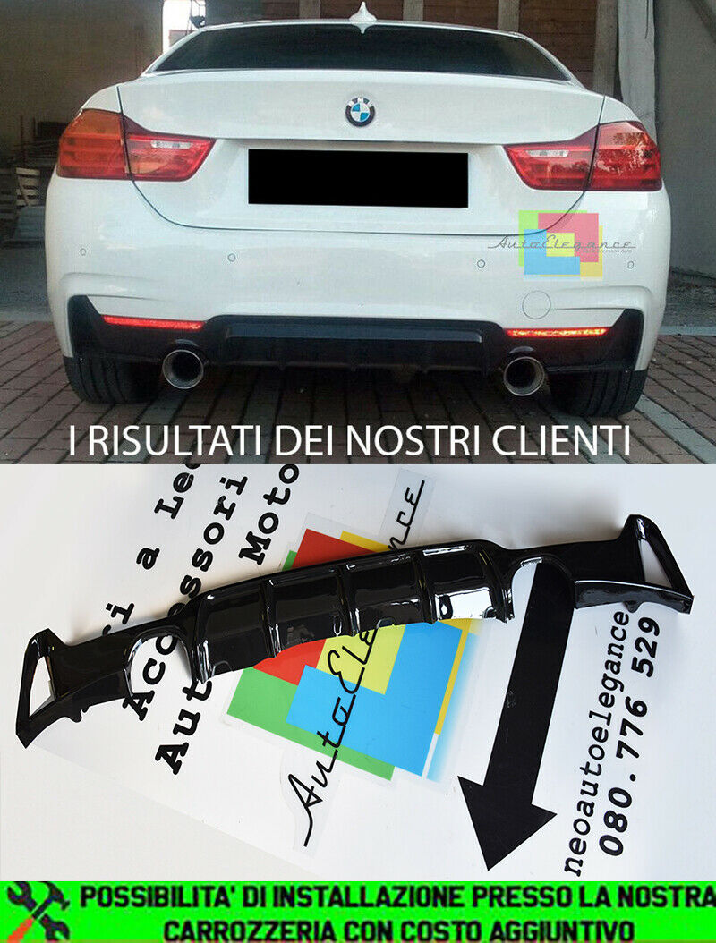 0063 BMW SERIE 4 F32 F33 F36 SPOILER SOTTO PARAURTI POSTERIORE DIFFUSORE CARBON AUTOELEGANCERICAMBI