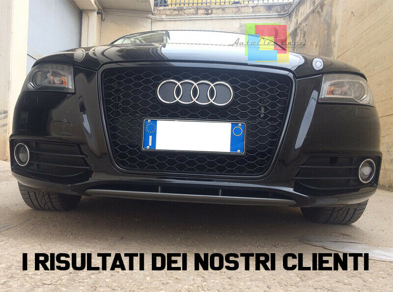 GRIGLIA ANTERIORE AUDI A3 8P 2008-2012 CALANDRA LOOK RS3 TOTAL BLACK NIDO D'APE