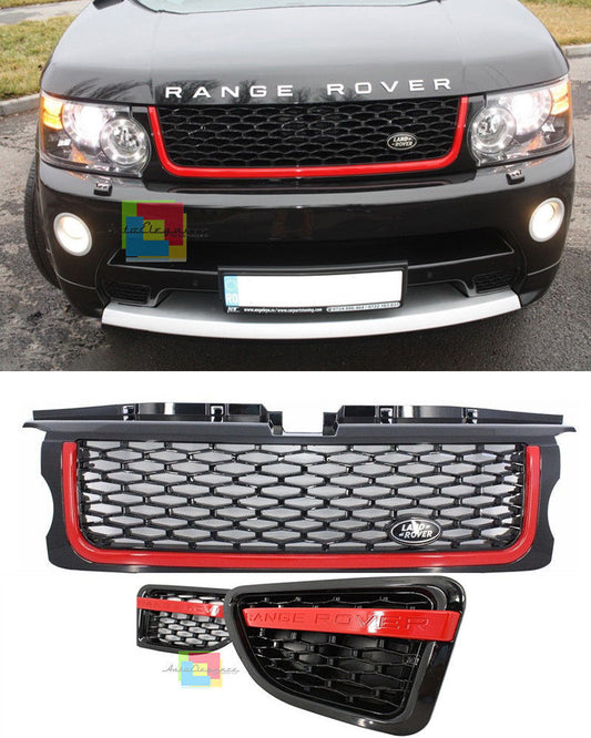 LAND ROVER RANGE ROVER SPORT 2010-2013 FRONT GRILLE + SIDE PANELS BLACK / RED