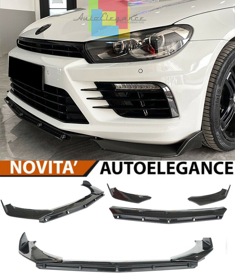 0236 VW SCIROCCO SPLITTER PARAURTI ANTERIORE NERO LUCIDO LOOK RS AUTOELEGANCERICAMBI